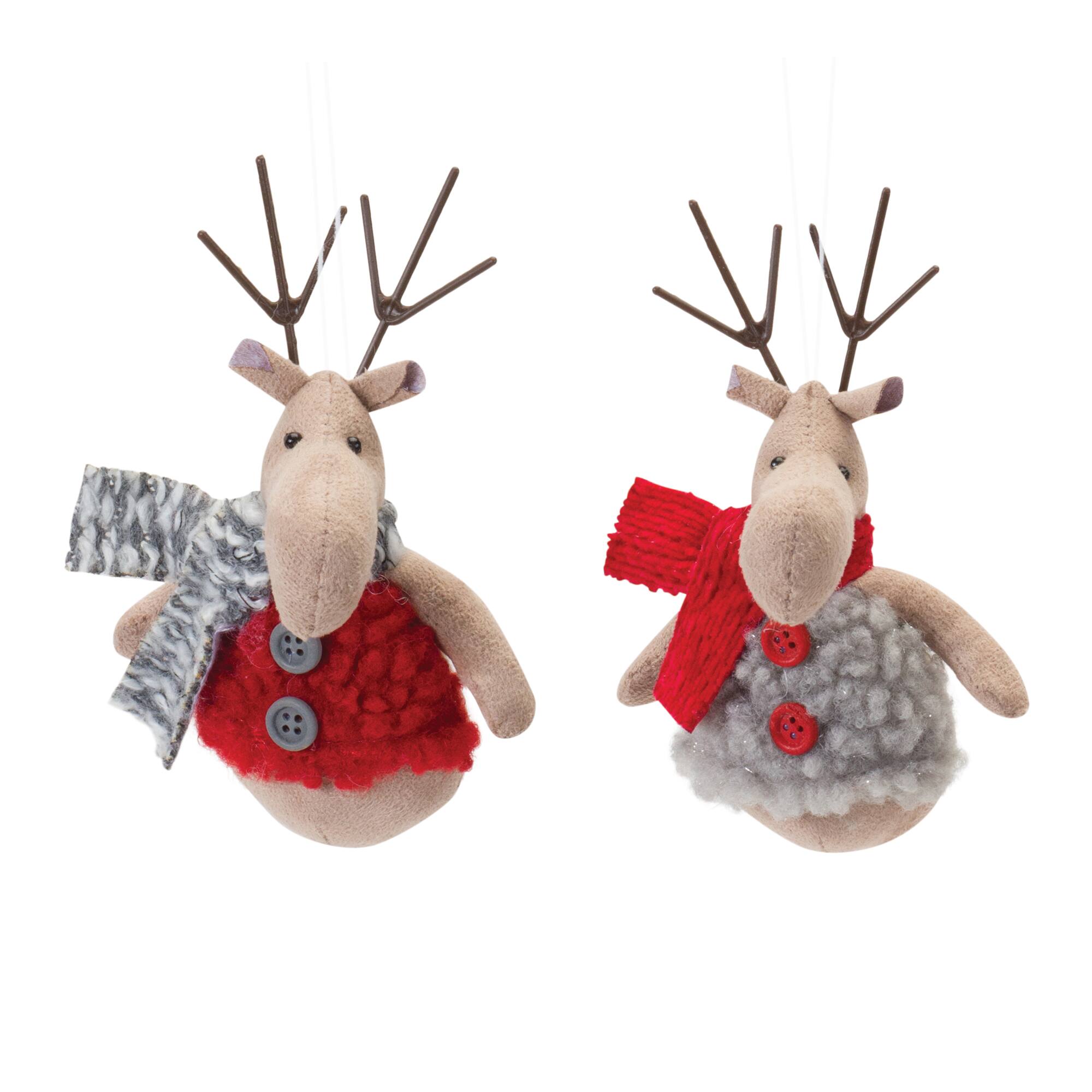 Plush Deer with Sweater Ornament Set